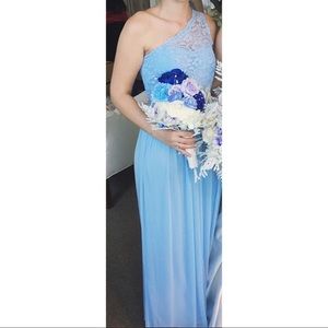 Long One Shoulder Lace Bridesmaid Dress OBO